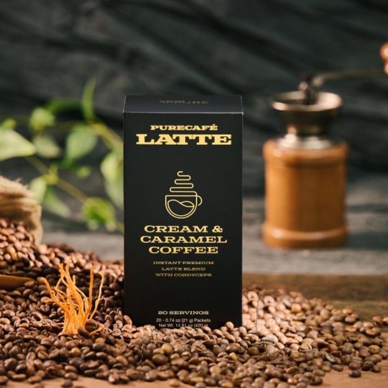 PureCafé Latte Blend with Cordyceps & Premium Ingredients | Instant