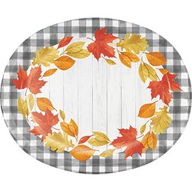 Creative Converting Fallen Leaves Oval Plates, 10" x 12", Multi-color