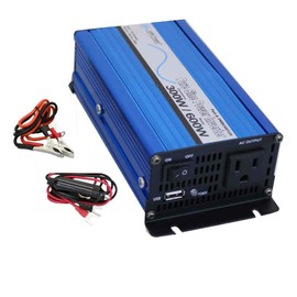 AIMS 300 Watt, 600 Watt Peak, Pure Sine DC to AC Power Inverter, USB Port, Cables Included - Non UL Listed