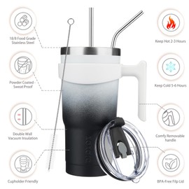BJPKPK 20 oz Stainless Steel Insulated Tumbler Cups With Handle And Straw And Lid,Day & Night