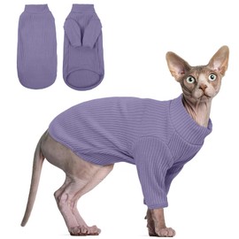 Hjyokuso Hairless Cat Sweater, Sphynx Cat Clothes, Kitten Clothes, Breathable Sweaters Cats, Cat Jumpers Cats Only, Kitten Pullover Sleeves, Cat Clothes Sphynx, Cornish Rex, Devon Rex XL, TaroPurple