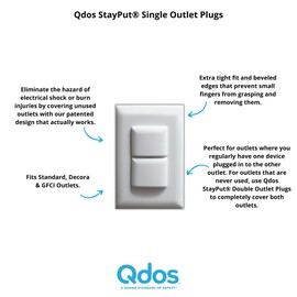 Qdos Safety StayPut Single Outlet Plug Cover | White | Secure Fit and Beveled Edges Prevent Small Fingers from Removing Unlike Inferior Products| Fits All Outlets | 24 Pack