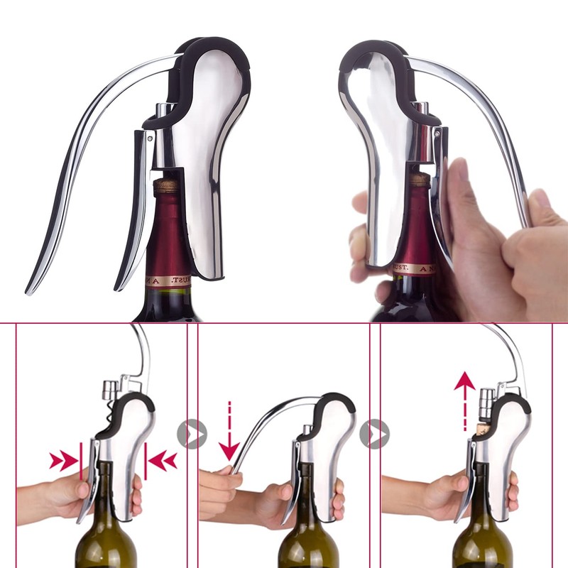 KAYCROWN Stainless Steel Wine Bottle Opener, Vertical Lever Corkscrew with