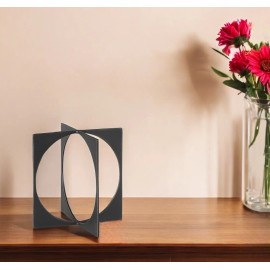 HomeRoots 9" Charcoal Gray Metal Circle Square Sculpture