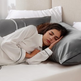 Love's cabin Silk Satin Pillowcase for Hair and Skin (Dark Gray, 20x26 inches) Slip Pillow Cases Standard Size Set of 2 - Satin Cooling Pillow Covers with Envelope Closure