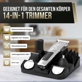 Strex Beard Trimmer - 14 in 1 Set - Wireless & Waterproof - Multigroomer/Bodygroomer/Trimmer/Beard Care/Beard Trimmer