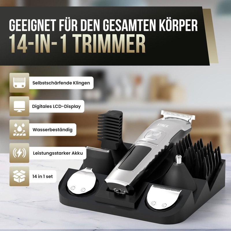 Strex Beard Trimmer - 14 in 1 Set - Wireless