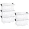 Superio Clear Storage Bins with Lids, 5 Pack- Plastic Storage