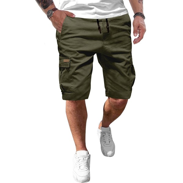 JMIERR Men's Cotton Cargo Shorts Summer Casual Trousers with Pockets,