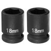 HARFINGTON 2pcs 6 Point Impact Socket 18mm Metric Socket 1/2"