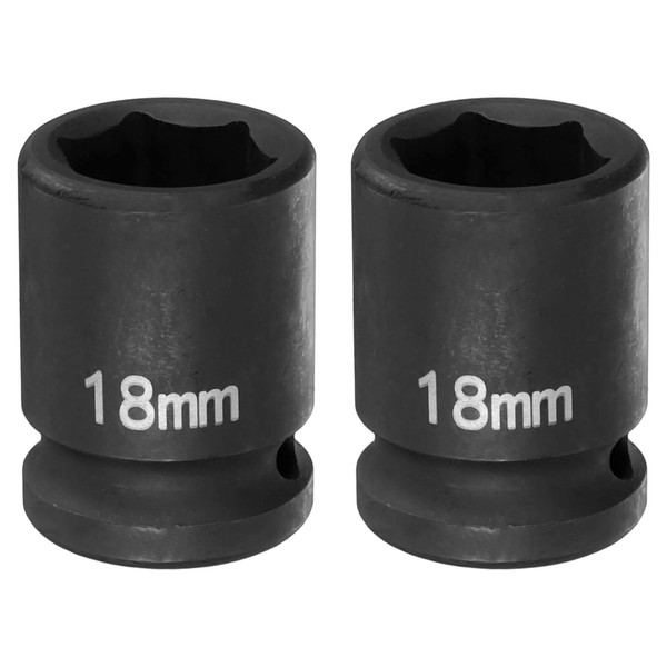 HARFINGTON 2pcs 6 Point Impact Socket 18mm Metric Socket 1/2"
