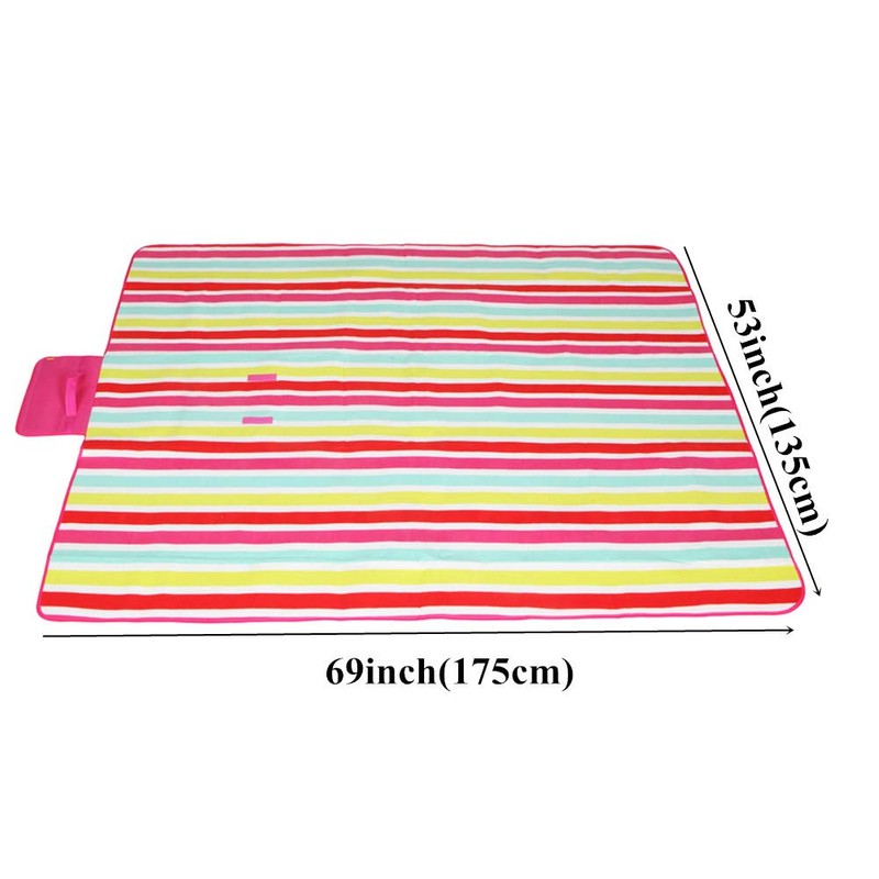 Yodo Outdoor Picnic Blanket Water-Resistant for Camping Hiking Festivals,Rose Stripe
