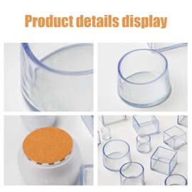 Anevous Pack of 8 Plastic Chair Leg Caps, Non-Slip Chair Caps, Furniture Protective Caps, End Caps Caps, Wear-resistant Sliding Caps for Hardwood Floors, Chair Legs, Black, 70 x 70 mm