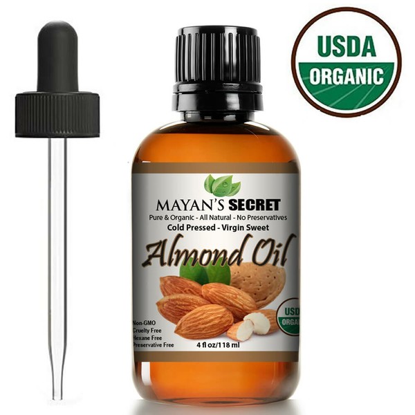 SWEET ALMOND OIL USDA CERTIFIED ORGANIC CARRIER COLD PRESSED UNREFINED 4OZ