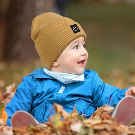 Baby Beanie Knit Ski Hat,Toddler Winter Beanies,Warm Knit Hat for Girls Boys Children 0-6 Months Khaki