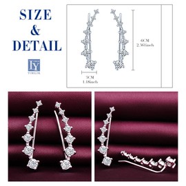 Yumilok Women's Cartilage Ear Cuff, Clip Earring, 925 Sterling Silver with Crystal Ear Cuff for Women, Girls, Silver