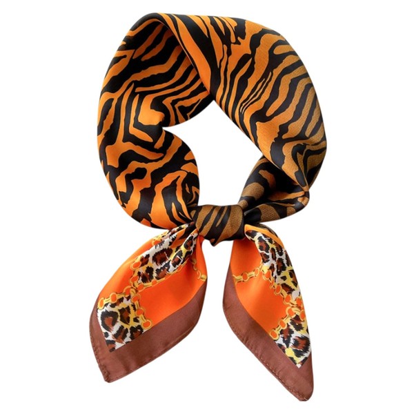 LEEQ Women's bandana, mulberry silk scarf, square satin headscarf, graphic