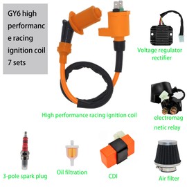 GY6 Ignition Coil 6 PIN Cdi Box 4 Pin Rectifier 110cc Solenoid Relay for GY6 TAOTAO 50cc 70cc 90cc 110cc 125cc 150cc Scooter ATV Go Kart Moped Dirt Bike