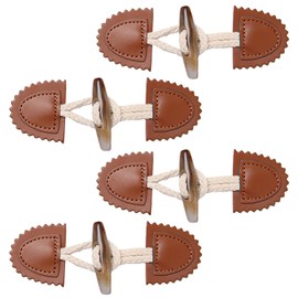 LECTNORE Leather Toggle Clasps Buttons Closure Jackets, 4 Pairs Toggle Buttons with Clasp Faux Leather Vintage Buttons for DIY Crafts Clothing Sewing(brown)