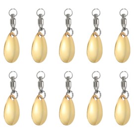 PATIKIL Tail Spinner Fishing Blades with Ball Bearing Swivels 1.3x0.6 Inch, 10 Pack Spinnerbait Lure Making Supplies for Fishing Lures Willow Blade, Gold