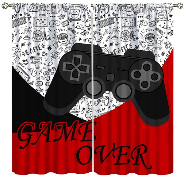 Gamer Curtains for Kids Boy Bedroom,Video Game Player Joystick Print