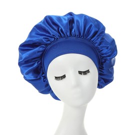 Hair Bonnet for Sleeping, Wide Elastic Band Satin Bonnet Silk Bonnet Shower Cap for Women Girls Makeup Hair Care Elastic Hat Soft Sleep Cap Satin Head Cover for Night Sleep Curly Hair Protection