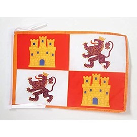Crown of Castile 1230-1715 Flag 18'' x 12'' cords - Kingdom of Castile SMALL flags 30 x 45cm - Banner 18x12 in - AZ FLAG