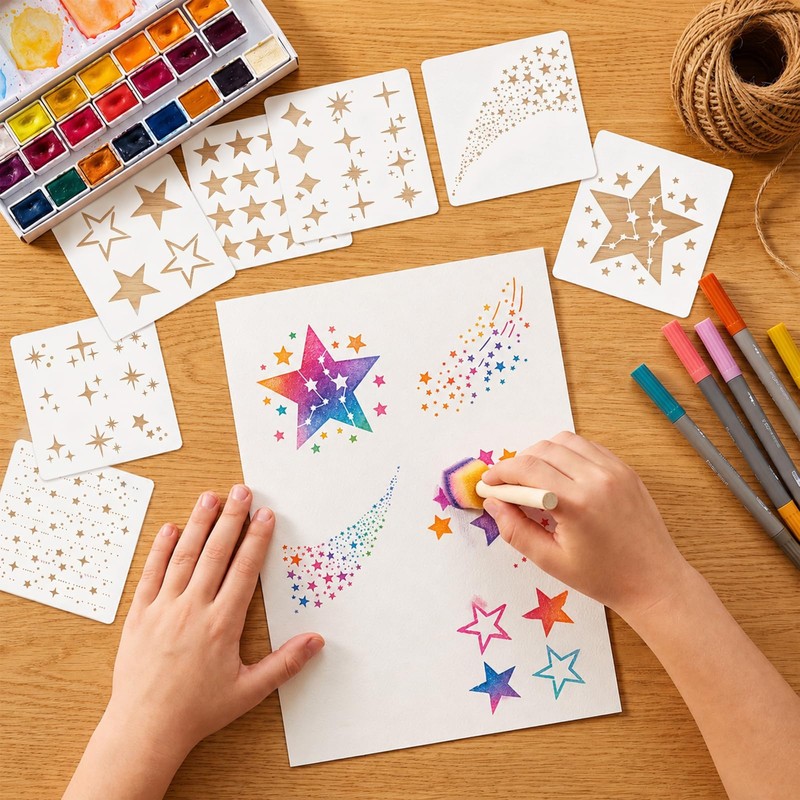 25Pcs Star Stencils for Painting, Reusable Stencils for Crafts