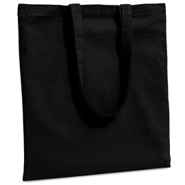 Carrywell (Not Made In China) Bulk Cotton Canvas Tote Bags, Lightweight Reusable Cloth Shopping Bag For Groceries, Promotions and Advertising, Blank Organic Cotton (1 Pack, Black)
