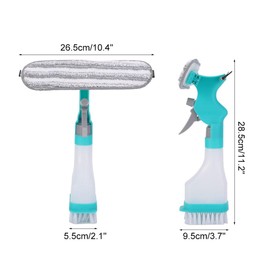 3 in 1 Window Cleaner, Spray Window Squeegee with Spray Bottle & Squeegee & Fabric Washer Head & Brush for Home Car Glass Cleaning