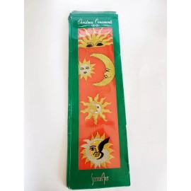 StitchArt Vintage Embroidered Iron On Patch Hanging Christmas Ornaments Celestial Sun Moon