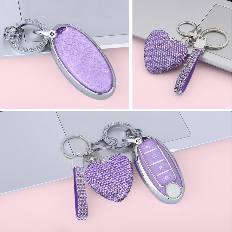 Meruns Compatiable with Nissan 4 Buttons key fob cover with