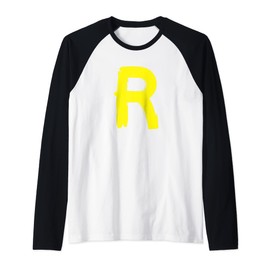Creative Bold Yellow Letter R - Design Alphabet - Marker Raglan Baseball Tee