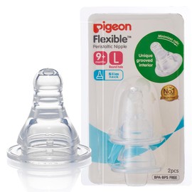 PIGEON | x2 Tetina Boca Standard para Biberones Anticolicos de Silicona Suave de Bebé | Cosas para Bebes Recien Nacidos - Articulos para Bebe Biberon con Ajuste de Flujo y Succión Fácil | Tamaño L