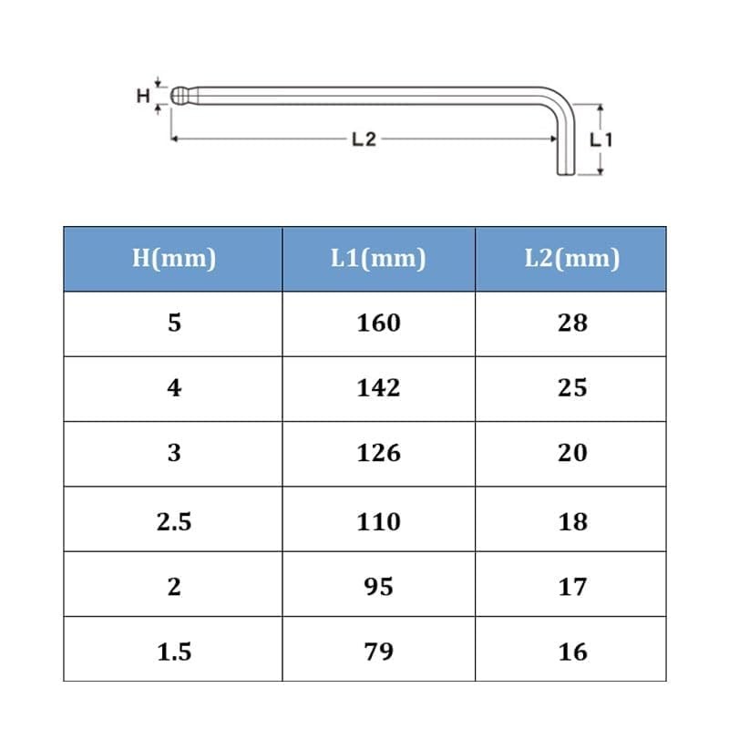 2Pcs 4mm Ball End Hex Key Wrench, L Shaped Long