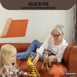 Oversized Leather Repair Tape, Adhesive Repair for Leather,17.7 x 78.8inches, for Sofas, car Seats, Furniture, Bags, Jackets, Armchair Tear Repair Patches (Orange)