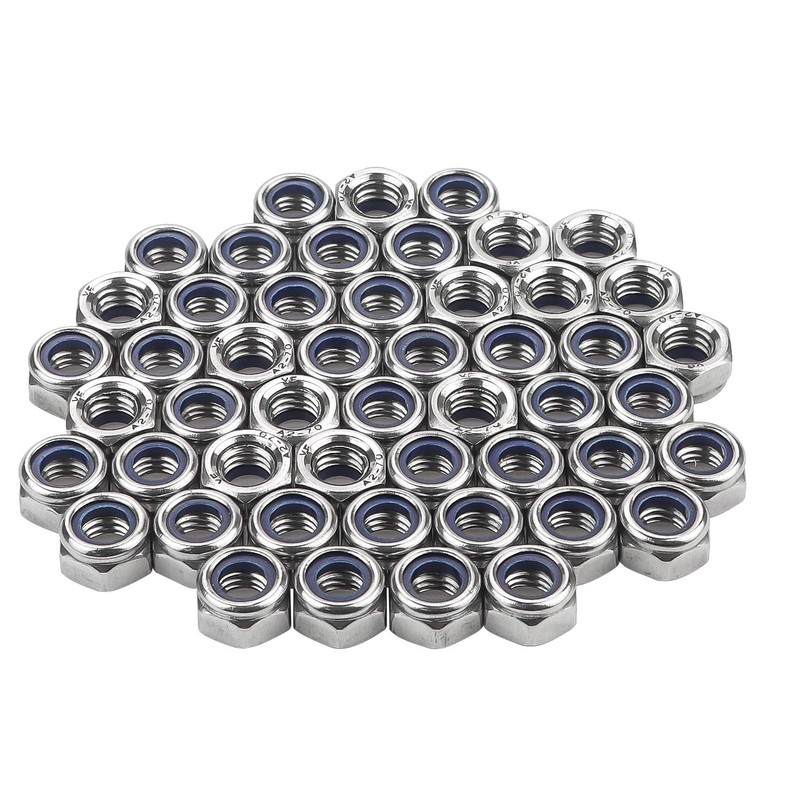 Favordrory M8 x 1.25mm 304 Stainless Steel Self-Lock Nylon Inserted