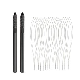GlamorDove Hair Extension Loop Tool 2Pcs Pulling Handle with 20Pcs Replacement Hair Threader Hair Extensions Loop Threader Removable Hair Extension Looper for Micro Rings Beads Sewing Weft Extensions