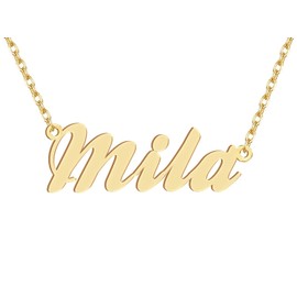 18k Gold Plated Mila Name Pendant Necklace Nameplate Necklaces Womens Stainless Steel Graduation Mother Jewelry