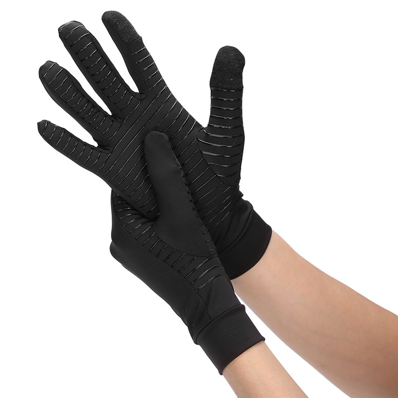 1 Pair of Copper Compression Arthritis Gloves Touches Screen Full