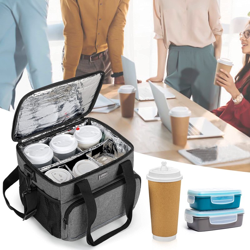 Trunab Reusable 6 Cups Drink Carrier for Delivery with Adjustable