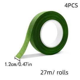 DACUAN Bouquet Stem Wrapping Tape, 4 Rolls Green Floral Tapes, Solid Color Floral Tapes, Wedding Florist Craft Stem Wrap Floral Paper Tape for Floral Crafts