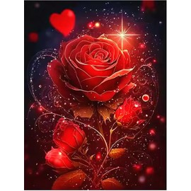 COLANANA 5D Diamond Painting Pictures, Diamond Painting for Adults and Children, Rose DIY Mosaic Making Craft Set, 5D Diamond Painting for Home Decoration (30 x 40 cm)