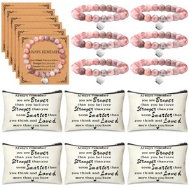 Tondiamo 18 Pcs Staff Employee Appreciation Gifts Include 6 Pcs Appreciation Bracelets 6 Pcs Cards 6 Pcs Thank You Cosmetic Bags for Coworkers Volunteer Nurse Teacher Birthday(Inspirational)