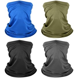 NACHLYNN 4 Pack Multifunctional Headwear Bandana Snoods,Neck Gaiter Nose Warmer Soft and Comfortable Snoods Scarf for Men and Women (Gray,Blue,Green,Black)