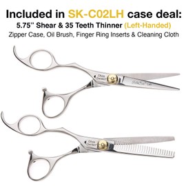 Olivia Garden SilkCut Shears Intro Kit - Includes Professional Hair Cutting Shears, Thinner, Case, and Accessories - 5.75" Razor Sharp Left-Handed Scissors - SK-C02L