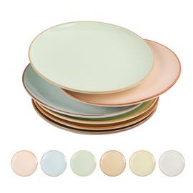 AHX Dinner Plates Set of 6-10 Inch Large Ceramic Plate for Salad, Pasta, Steak - Colorful Modern Serving Dishes - Microwave, Oven and Dishwasher Safe - Assorted Candy Hue