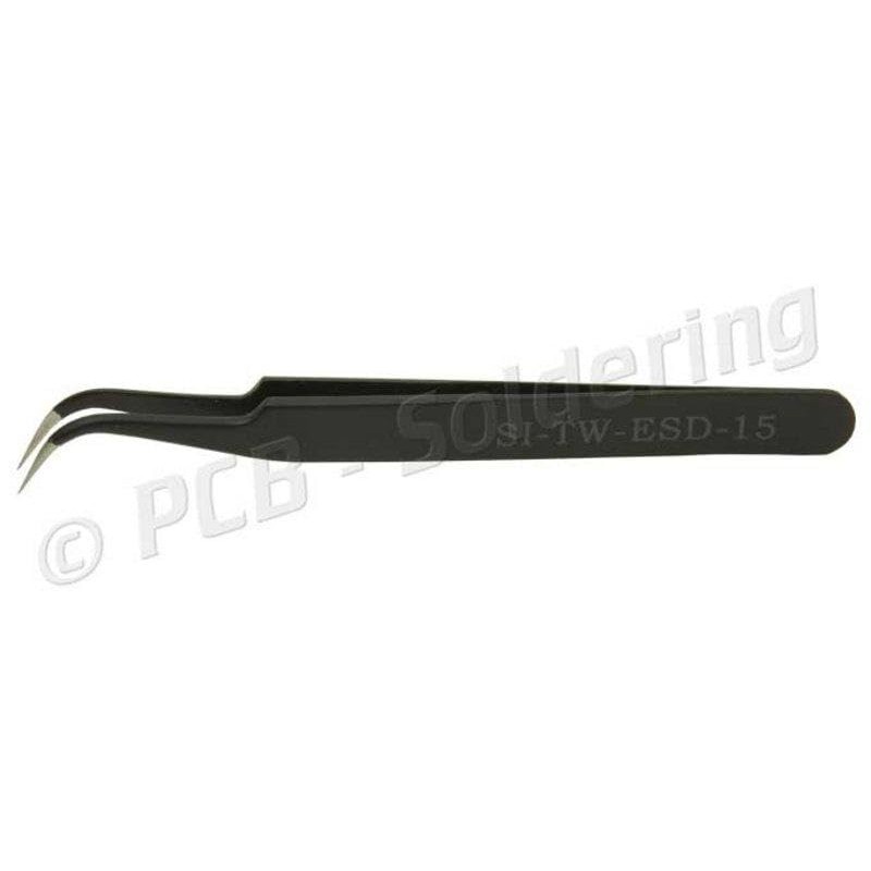 116mm Stainless Steel ESD Safe Curved Pointed Tweezer