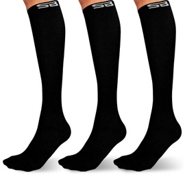 SB SOX SB SOX 3-Pair Compression Socks (15-20mmHg) for Men & Women C Best Socks for All Day Wear! (XXL, 01 C Solid Black)