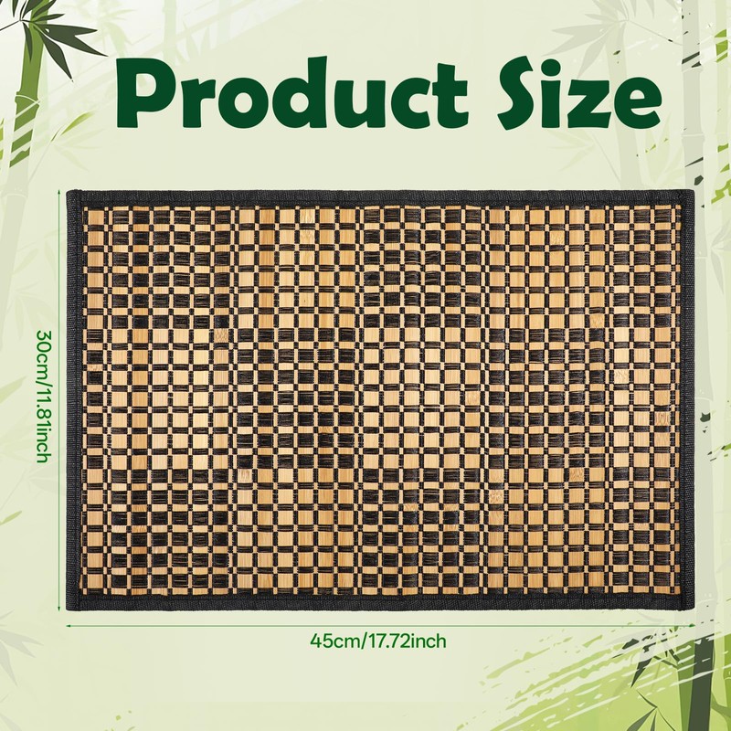 JJUNW 8 Pack Bamboo Placemats, 18 x 12 Inch Natural